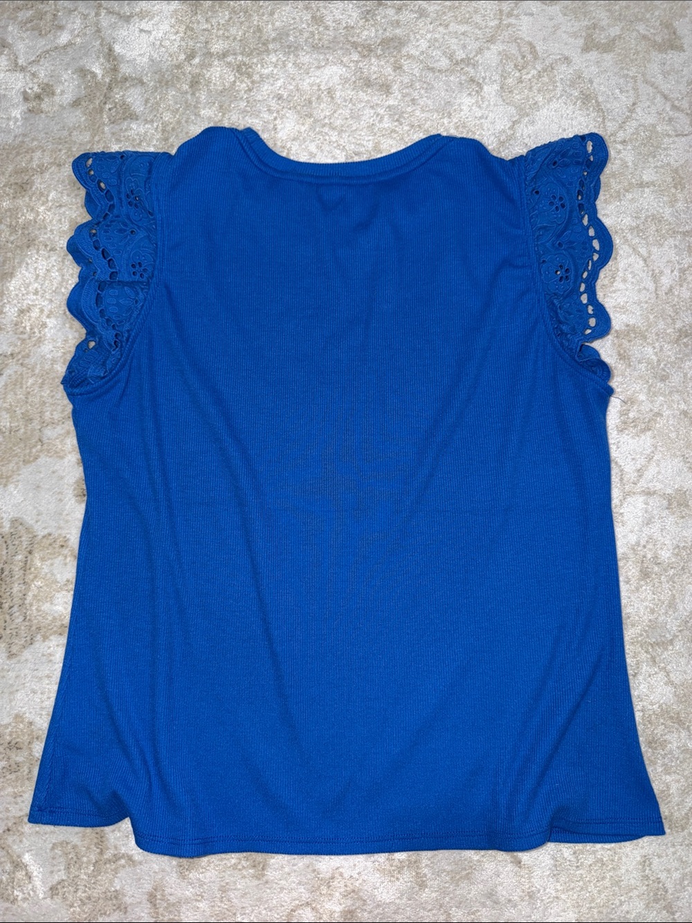 Draper James Royal Blue Eyelet Flutter Sleeve Tank - Picture 2 of 9